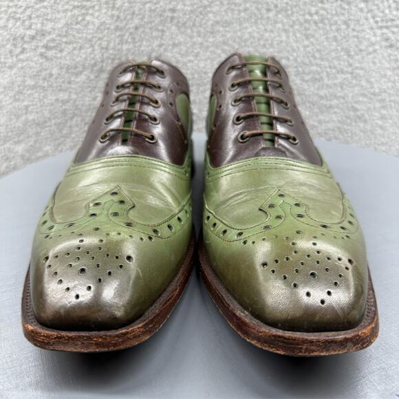 George Esquivel Vanas Mens Shoes 9 Green Brown Wingtip Oxford Made in USA $1100 - Picture 5 of 16